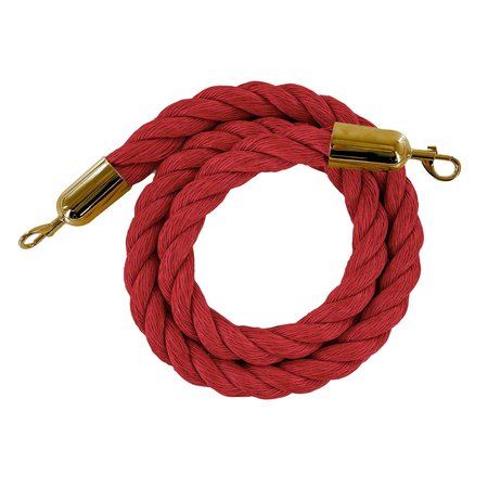 MONTOUR LINE Twisted Polyprop.Rope Red With Satin Brass Snap Ends 6ft.Cotton Core HDPP510Rope-60-RD-SE-SB